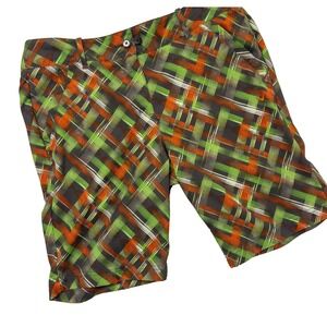 Woman's Callaway Bermuda Golf‎ Shorts Opti-Dri 34x9 Green Orange Graphic